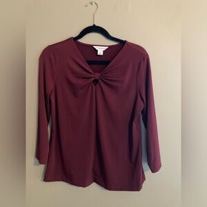 Stylish Liz Claiborne blouse with classy bow-shaped neck line detail